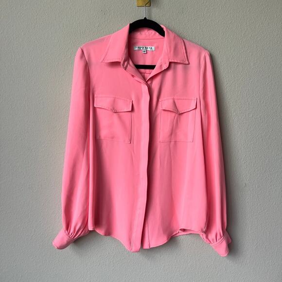 Trina Turk Awesome Button Front Blouse in Pink Size M - Picture 2 of 6